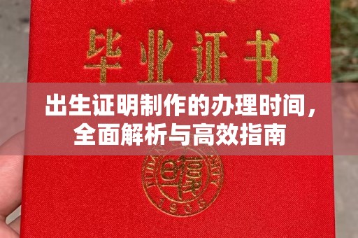 高州出生证明制作的办理时间，全面解析与高效指南