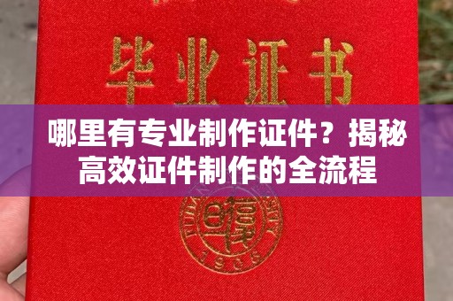 高州哪里有专业制作证件？揭秘高效证件制作的全流程
